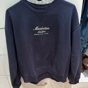 H&M Navy blue Crewneck Sweatshirt Ribbed Cuffs M
